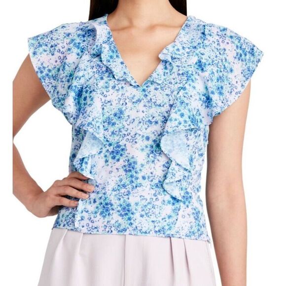 BCBGeneration Women's Sz XS Floral Print Woven Flutter Sleeve Top Blouse $68 - Picture 13 of 13